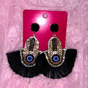 Fun Evil Eye Tassel earrings